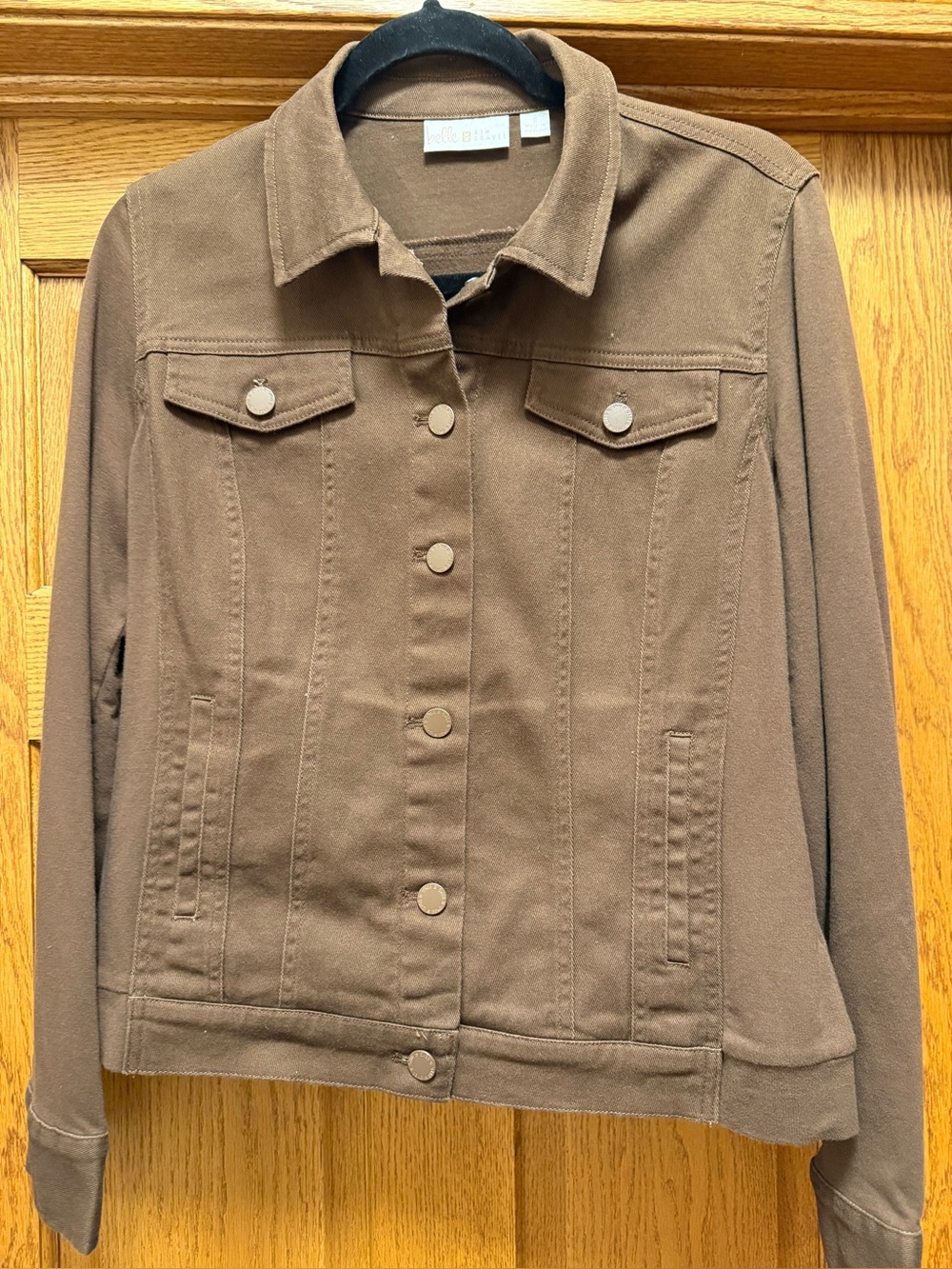 Belle by Kim Gravel Brown Button-Front Jean Jacket with stretch back and sleeves